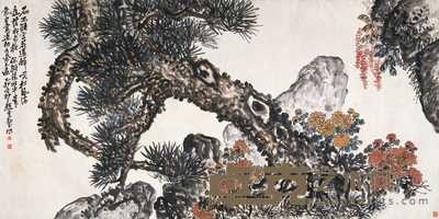 赵云壑 1915年作 松树 镜心 119×238.5cm